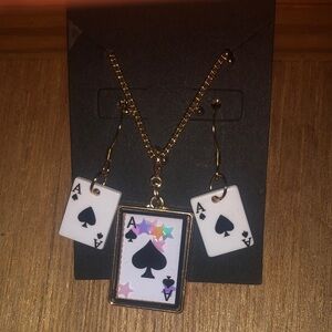 *CUSTOM* Gold and White Playing Card Jewelry Set